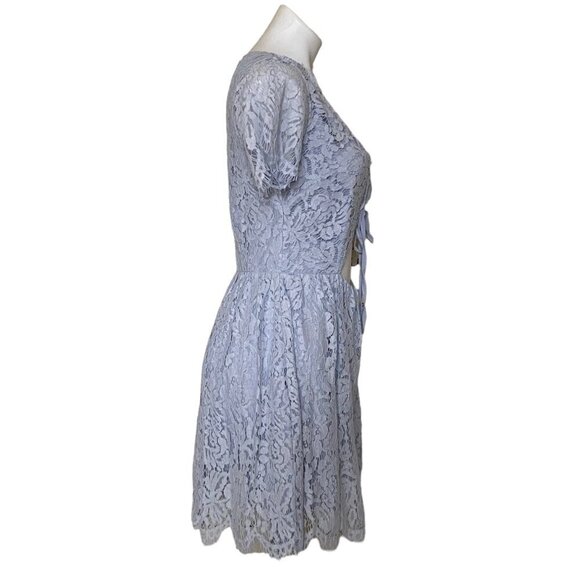 Tobi Blue Lace Overlay Front Tie Skater Mini Dress, NWT Junior's Size M - Picture 5 of 13